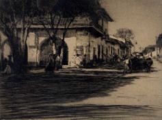 Mortimer Luddington Menpes (1855-1938) Street scene, Mexico, 1870 signed in pencil (in the margin)