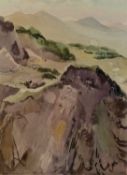 Rudolf Sauter (1895-1977) Rocky Cliff and Mountains signed with initials (lower right) watercolour