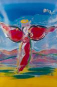 Peter Max (b.1937) Ascending Angel signed (upper right) acrylic and lithograph on paper 89 x 59cm.
