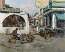 Juan Lluna Lerma (1933-2019) La Barceloneta signed (lower right) oil on canvas 33 x 41cm, unframed.