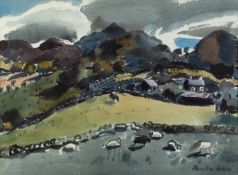 Douglas Hamilton Holden (1919-1972) Sheep Grazing signed (lower right) watercolour 33 x 44cm.