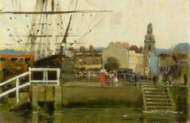 John Haskins (b.1938) All Ashore for Greenwich signed (lower right), titled (to reverse) oil on