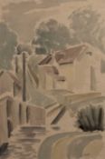 George Bissill (1896-1973) Bibury signed (lower right) watercolour 45 x 30cm.