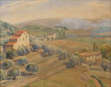 Rah Fizelle (1891-1964) Tuscan Landscape signed (lower right) watercolour 34 x 42cm. Reginald