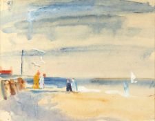Jean Alexander (1911-1994) Beach scene watercolour 25 x 31cm. Provenance: Abbott and Holder, London;