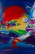 Peter Max (b.1937) Without Borders signed (upper right) acrylic and lithograph on paper 89 x 59cm.