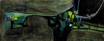 Anthony Curtis (1928-2018) Aeriel Landscape, Village and Causeway (St Ives), 1954 signed and