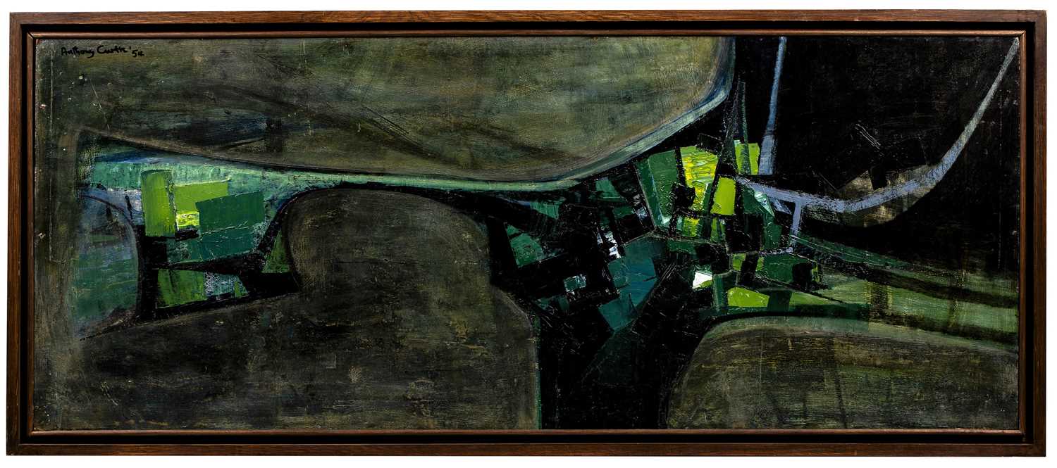 Anthony Curtis (1928-2018) Aeriel Landscape, Village and Causeway (St Ives), 1954 signed and - Image 2 of 3