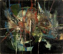 Anthony Curtis (1928-2018) Controlled Reaction; and Crouching Ionus two oil on boards both signed