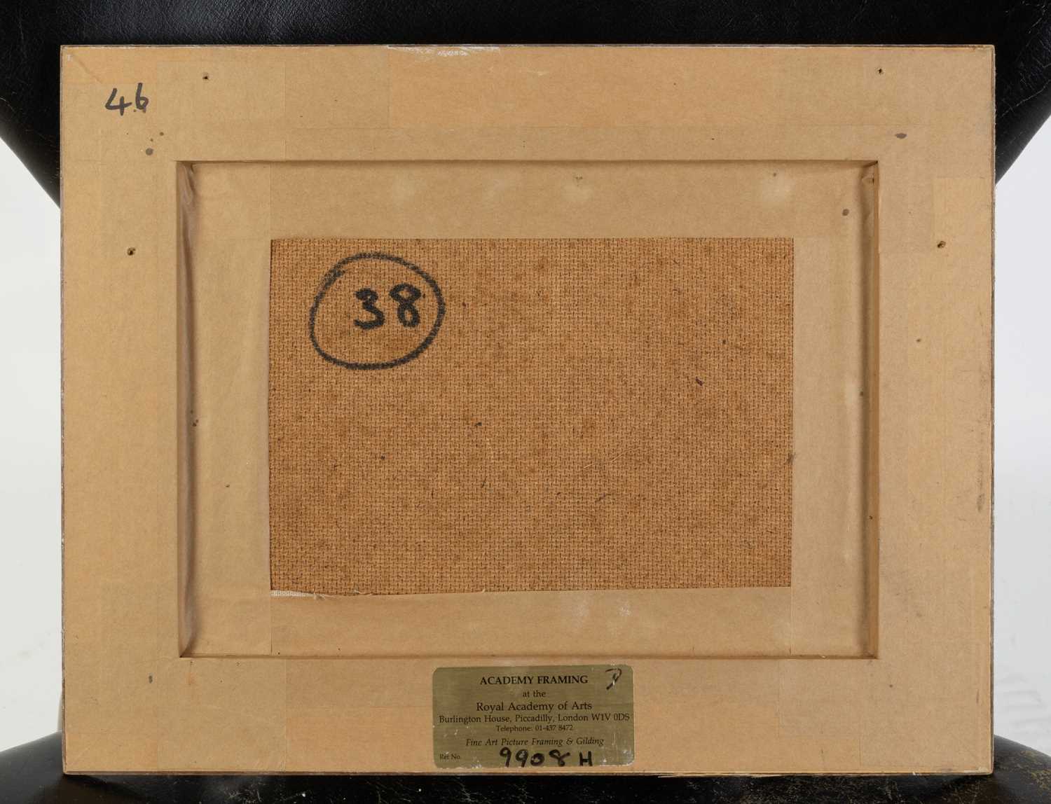 Jane Dowling (1925-2023) Windbreaks on the Beach signed with initials (lower right) oil on board - Image 3 of 3