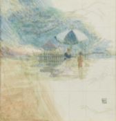 Jane Dowling (1925-2023) Barton on Sea & The Needles signed with initials (lower right) egg