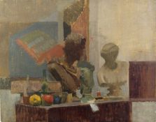 Jane Dowling (1925-2023) The Studio oil on canvas laid onto board 40 x 51cm, unframed. Mallams are