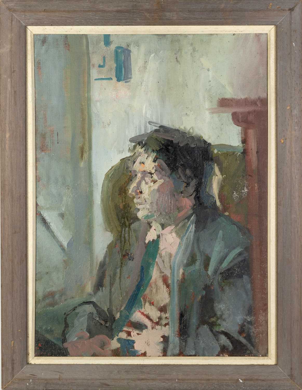 David Greenham Portrait of a Seated Man inscribed (to reverse) oil on canvas 55 x 39cm. Mallams - Image 2 of 3