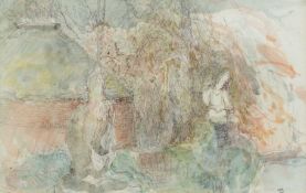 Jane Dowling (1925-2023) Three untitled landscape watercolors each signed with initials largest 17 x
