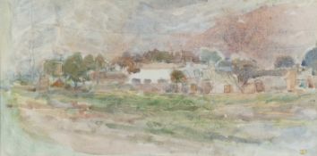 Jane Dowling (1925-2023) A Village Near Lamore signed with initials (lower right) watercolour and