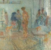 Jane Dowling (1925-2023) Sculpture Class at Ruskin School inscribed (to reverse) oil on board 60 x