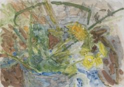 Jane Dowling (1925-2023) Flowers in a Basket signed with initials (lower right) oil on board 13 x