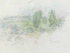 Jane Dowling (1925-2023) Landscape with Figures signed with initials (lower right) watercolour 22