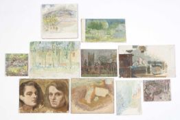 Jane Dowling (1925-2023) Ten oils on board mainly landscape preliminary sketches largest 21 x