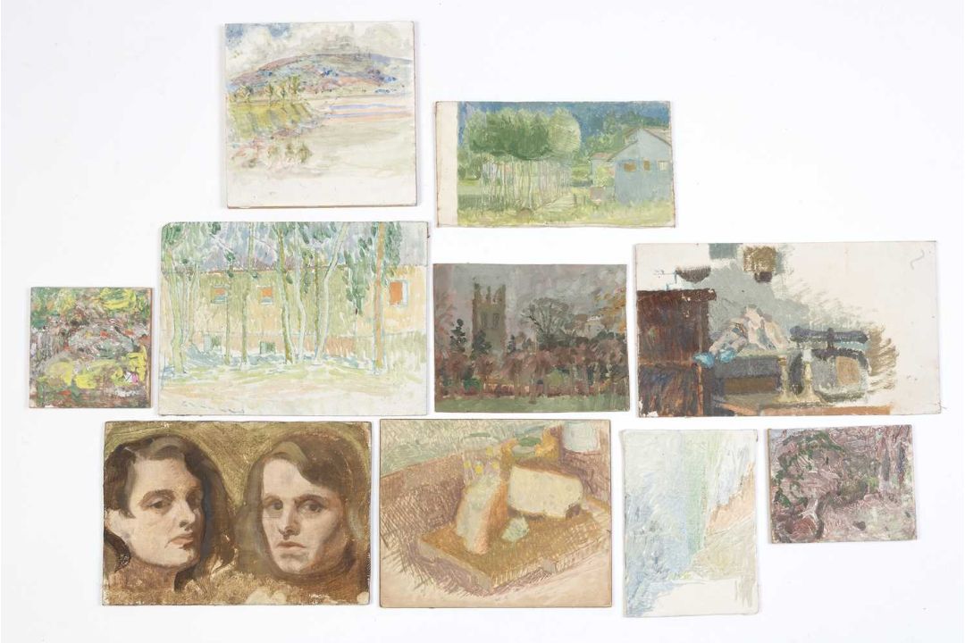 Jane Dowling (1925-2023) Ten oils on board mainly landscape preliminary sketches largest 21 x