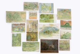 Jane Dowling (1925-2023) Fifteen landscape oil paintings mostly unsigned largest 26 x 36cm, unframed