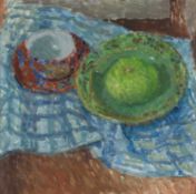 Jane Dowling (1925-2023) Green Apples signed with initials (lower right) oil on board 30 x 31cm.