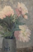 Jane Dowling (1925-2023) Pink Flowers inscribed (to reverse) oil on board 41 x 26cm; and two
