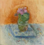 Jane Dowling (1925-2023) Cyclamens signed with initials (lower right) oil on canvas 24 x 35cm; and a