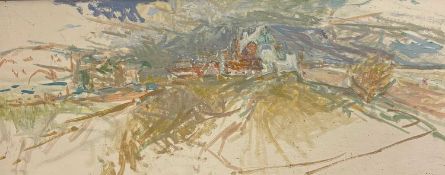 Jane Dowling (1925-2023) Aldeburgh signed and titled (to reverse) oil on board 31 x 76cm. Mallams
