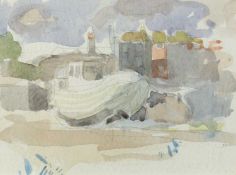 Jane Dowling (1925-2023) Boat on the Shore signed with initials (lower right) watercolour and pencil