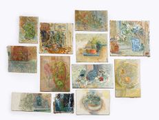 Jane Dowling (1925-2023) Twelve still life oil paintings mostly unsigned largest 30 x 31cm (12).