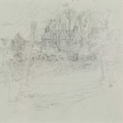 Jane Dowling (1925-2023) Farm signed with initials (lower right) pencil 13 x 13cm; with a pencil