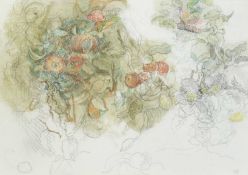 Jane Dowling (1925-2023) Apples on the Tree signed with initials (lower right) watercolour and