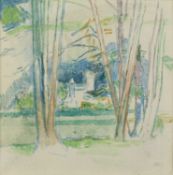 Jane Dowling (1925-2023) Castle Seen Through Trees, Duingt signed with initials (lower right) oil on