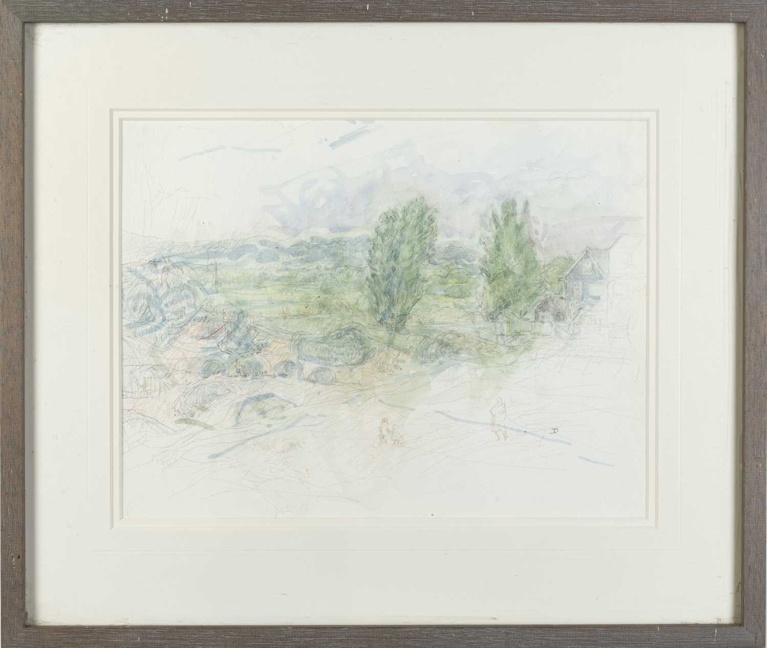 Jane Dowling (1925-2023) Landscape with Figures signed with initials (lower right) watercolour 22 - Image 2 of 3