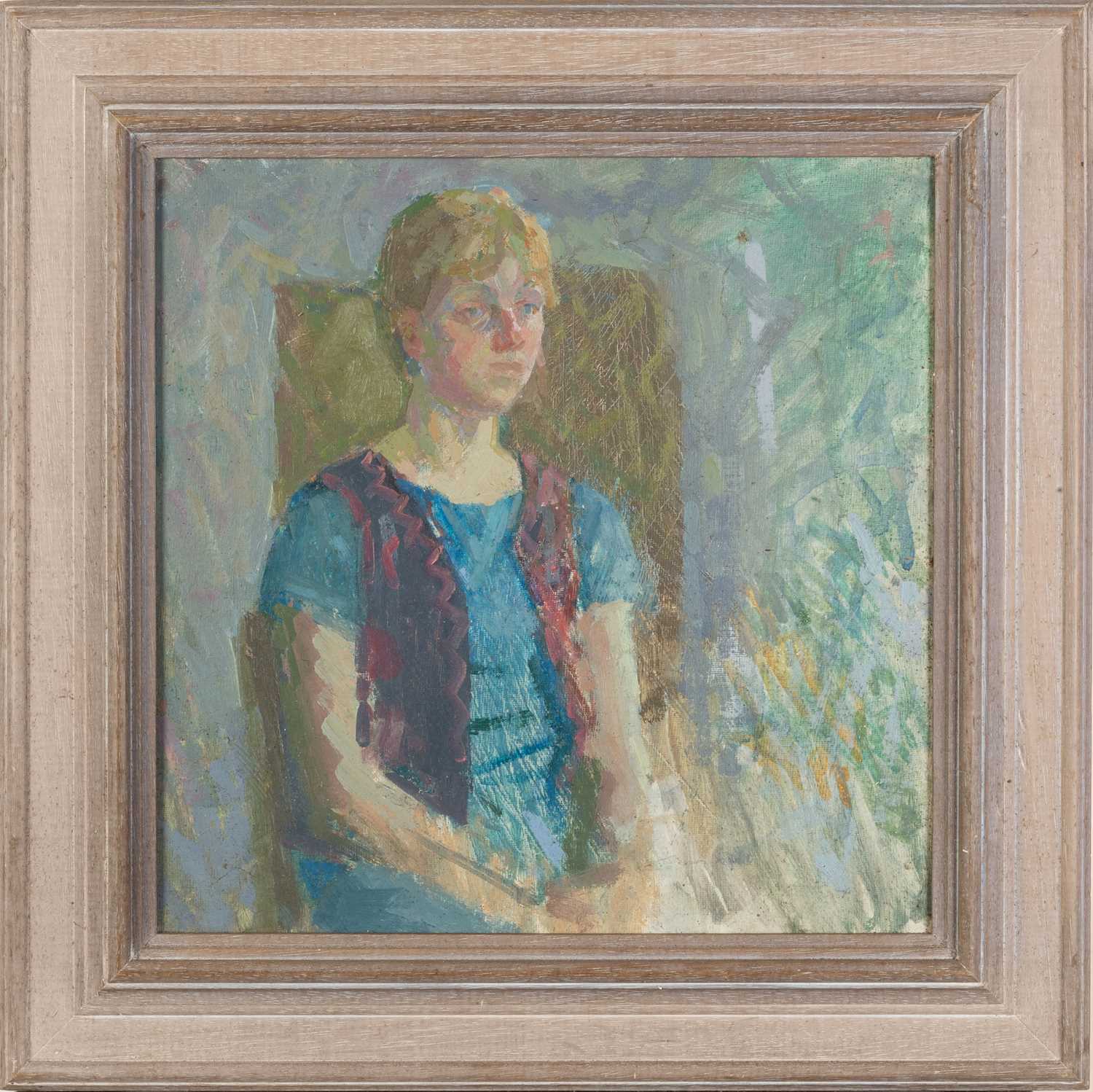 Jane Dowling (1925-2023) Yoland inscribed and titled (to reverse) oil on board 31 x 31cm. Mallams - Image 2 of 3