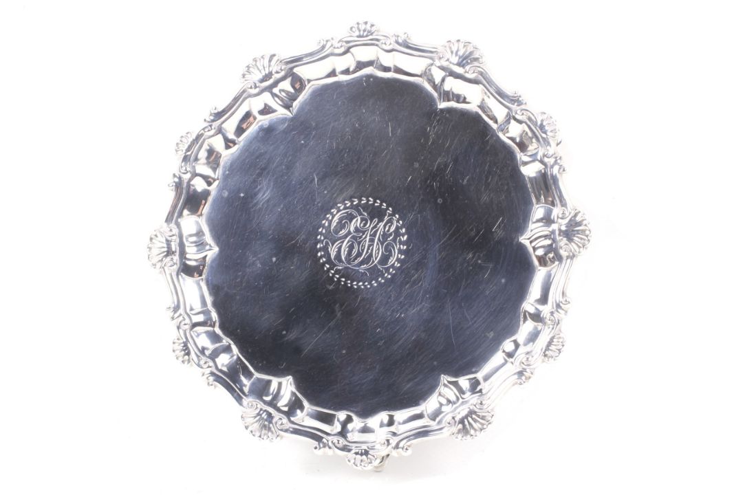 A George III silver shaped-round waiter. - Image 1 of 3