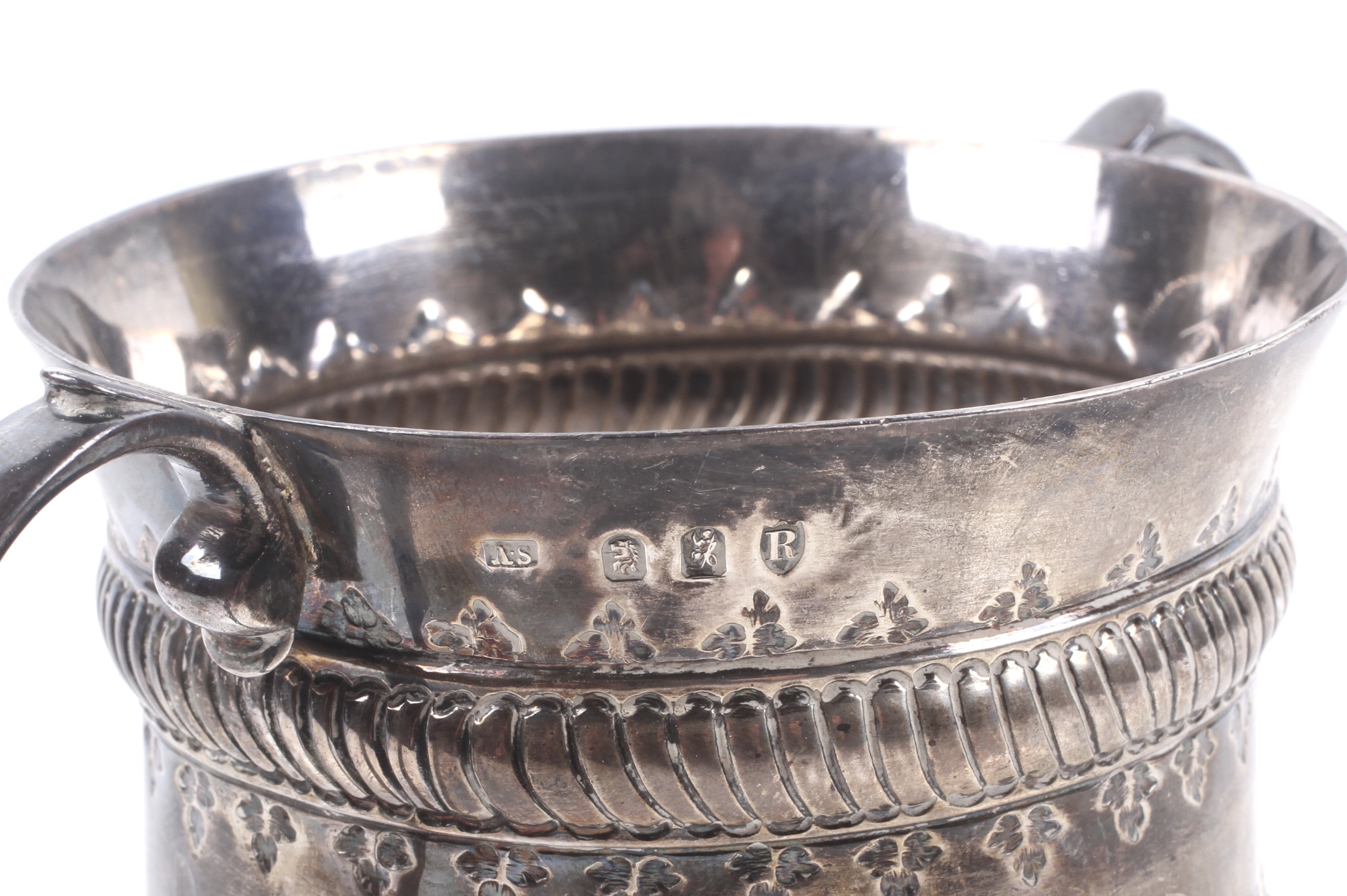 A Victorian Britannia standard silver two handled porringer in Queen Anne style. - Image 2 of 2