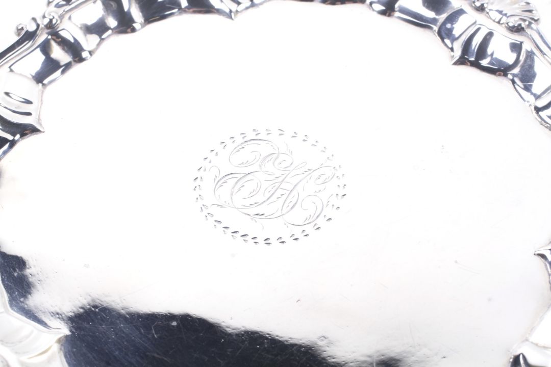 A George III silver shaped-round waiter. - Image 2 of 3