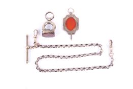 A 19th century gold fluted-belcher link watch chain.