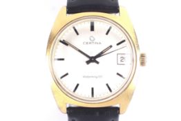 Certina, Waterking 210, a gentleman's gold-plated and stainless steel tonneau-shaped wrist watch.