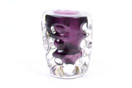 Mid-century Liskard Glass by Jim Dryer ' Knobbly' amethyst cased glass vase.