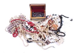 A collection of costume jewellery and other items including a hematite bead necklace.