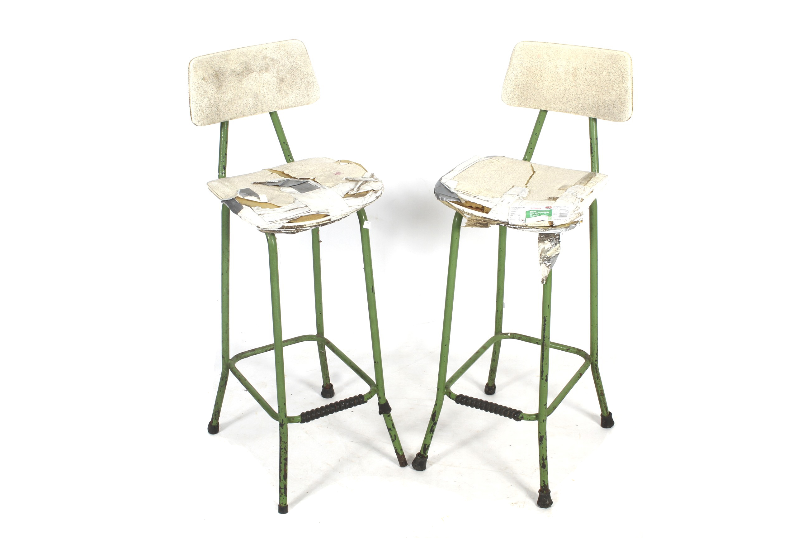 A pair of circa 1960s 'industrial' Steelux 27" stools.