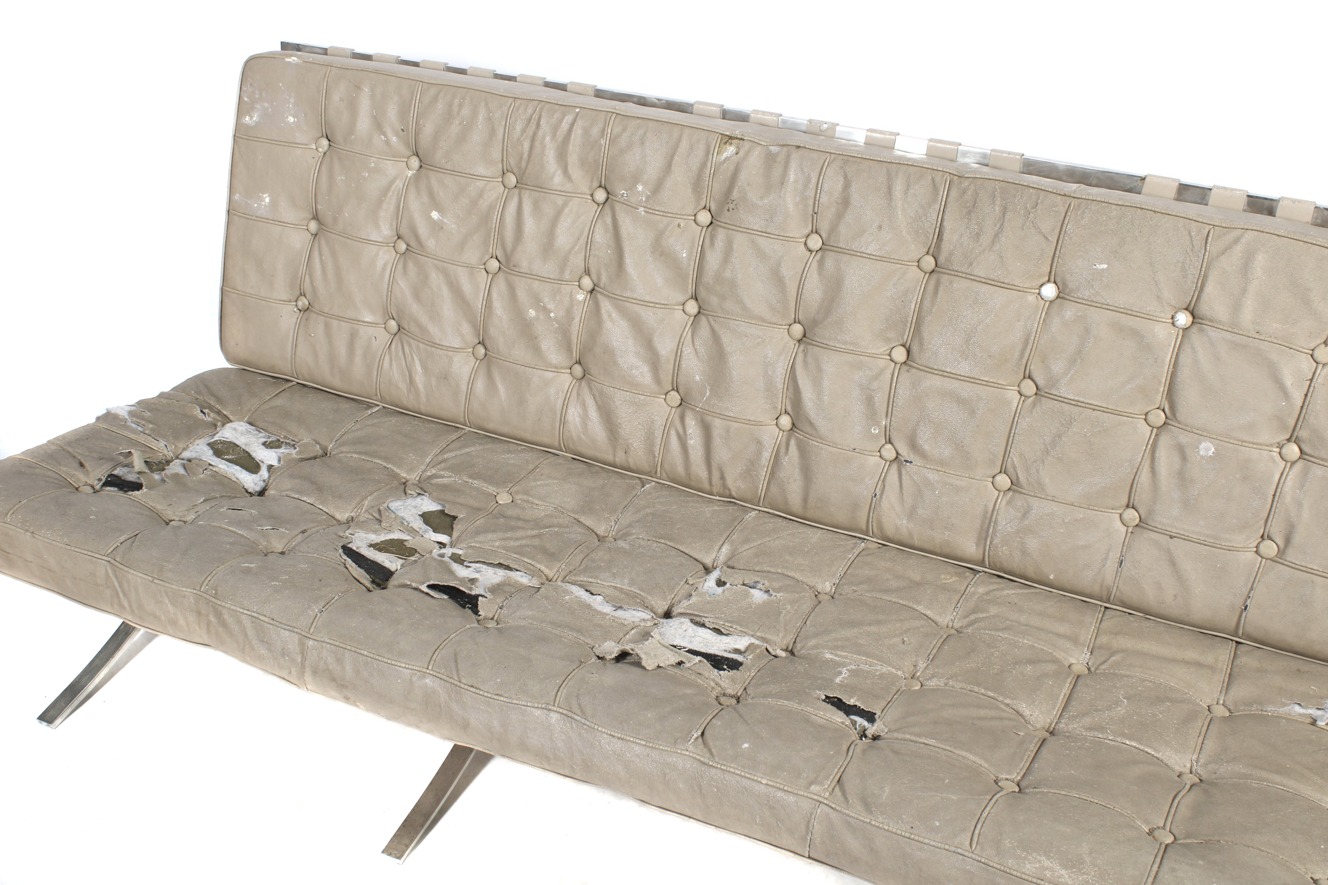 After Mies Van De Rohe - 'Barcelona Pavillion' three-seater sofa and a floor light. - Image 2 of 3