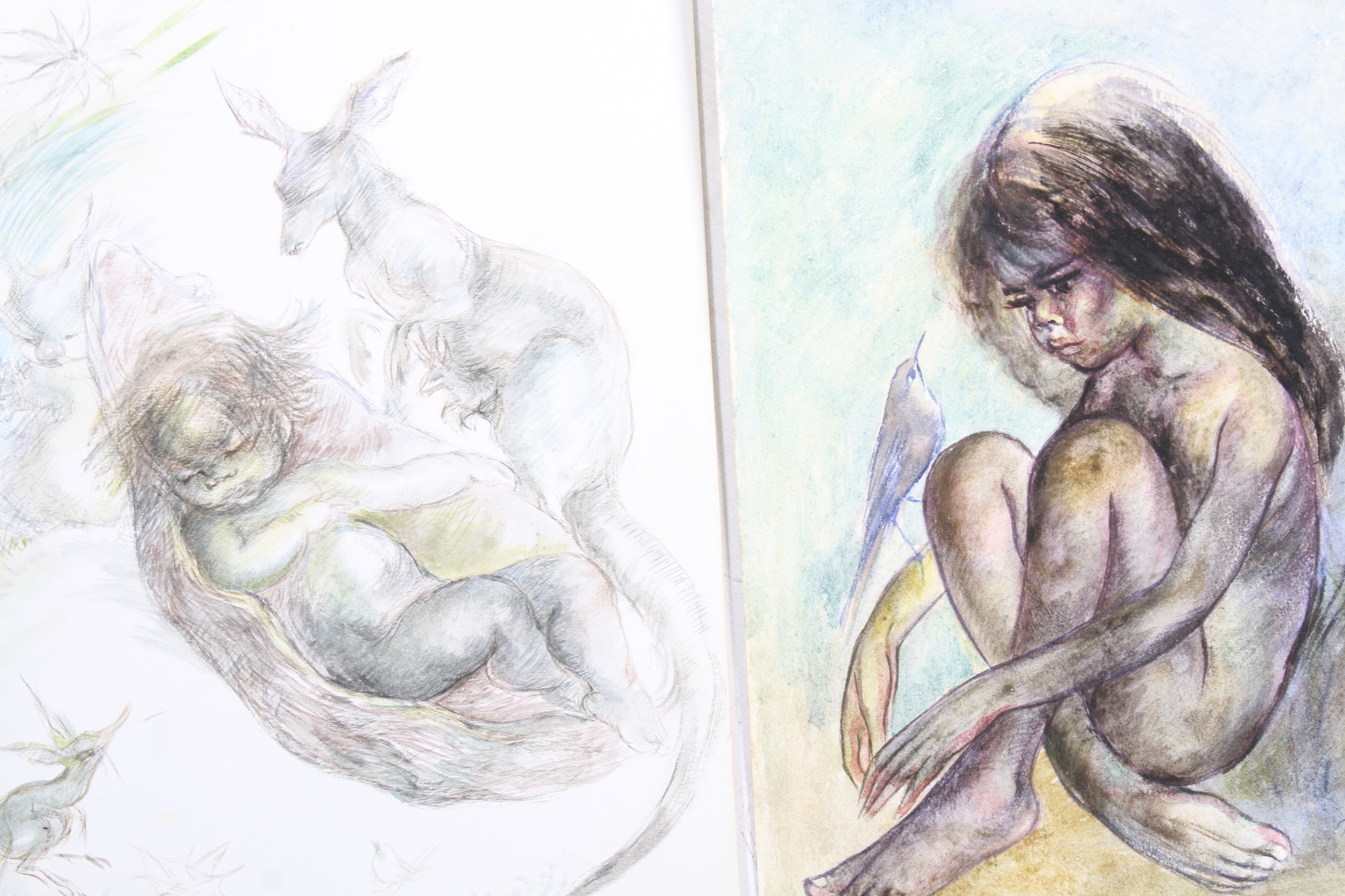 Five pen and ink and watercolour drawings by Brownie Downing Mansfield (Australian, 1924-1995). - Image 3 of 3