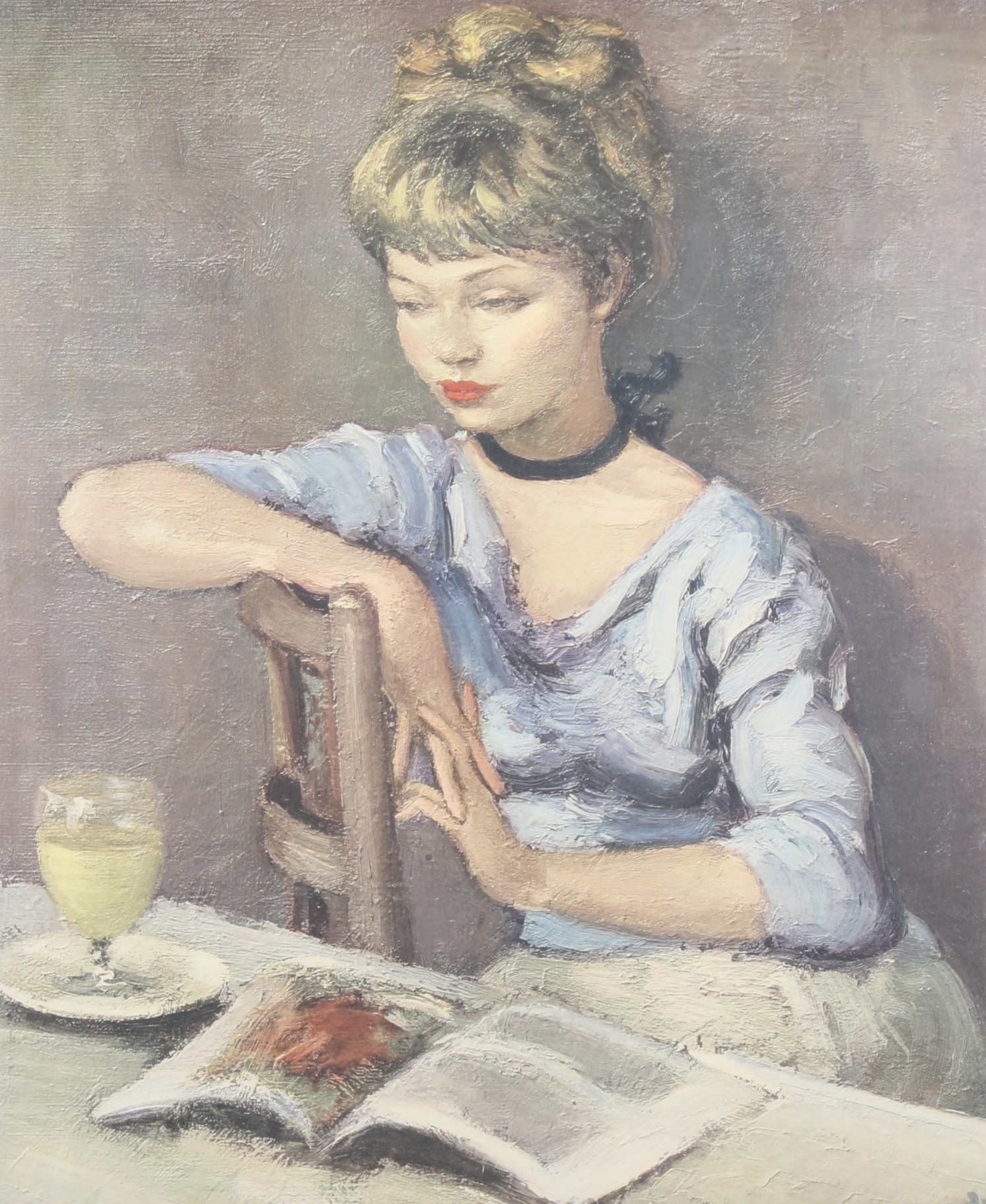 A portrait print after Marcel Dyf (1899-1985) - 'Claudine'. Framed.
