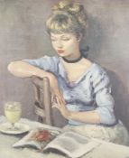 A portrait print after Marcel Dyf (1899-1985) - 'Claudine'. Framed.