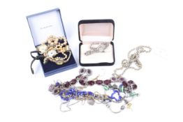 A collection of jewellery and watches including an Italian silver rope necklace.