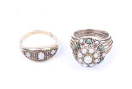 Two vintage gold and gem set rings.